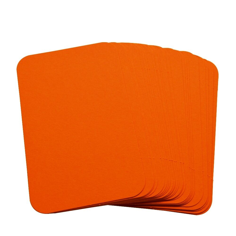 50 x Orange Rounded Corner Blank Business Cards – 260gsm – Stamp, Write or Print