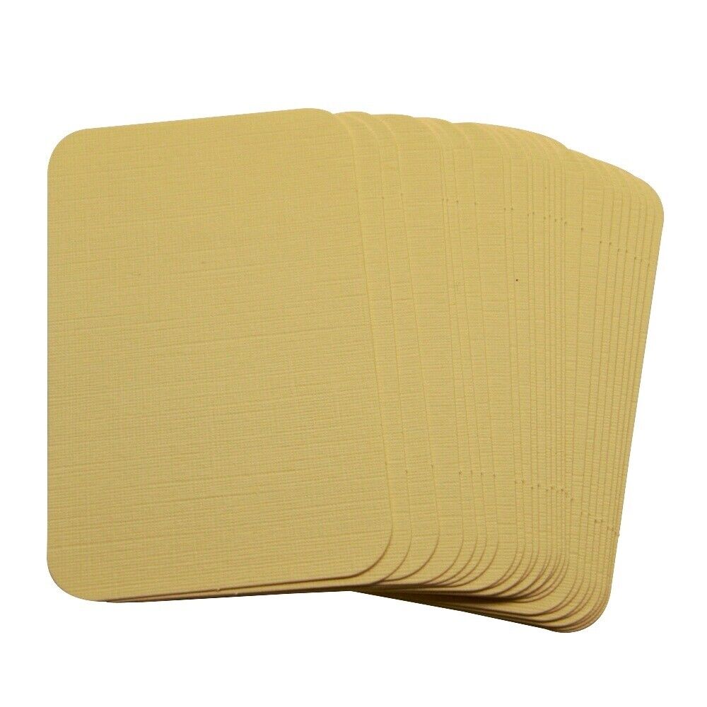 100 Linen Ivory Rounded Blank Business Cards 250gsm, Stamp, Print, ATC. Matt