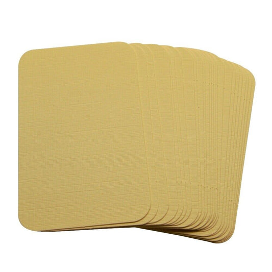 100 Linen Ivory Rounded Blank Business Cards 250gsm, Stamp, Print, ATC. Matt