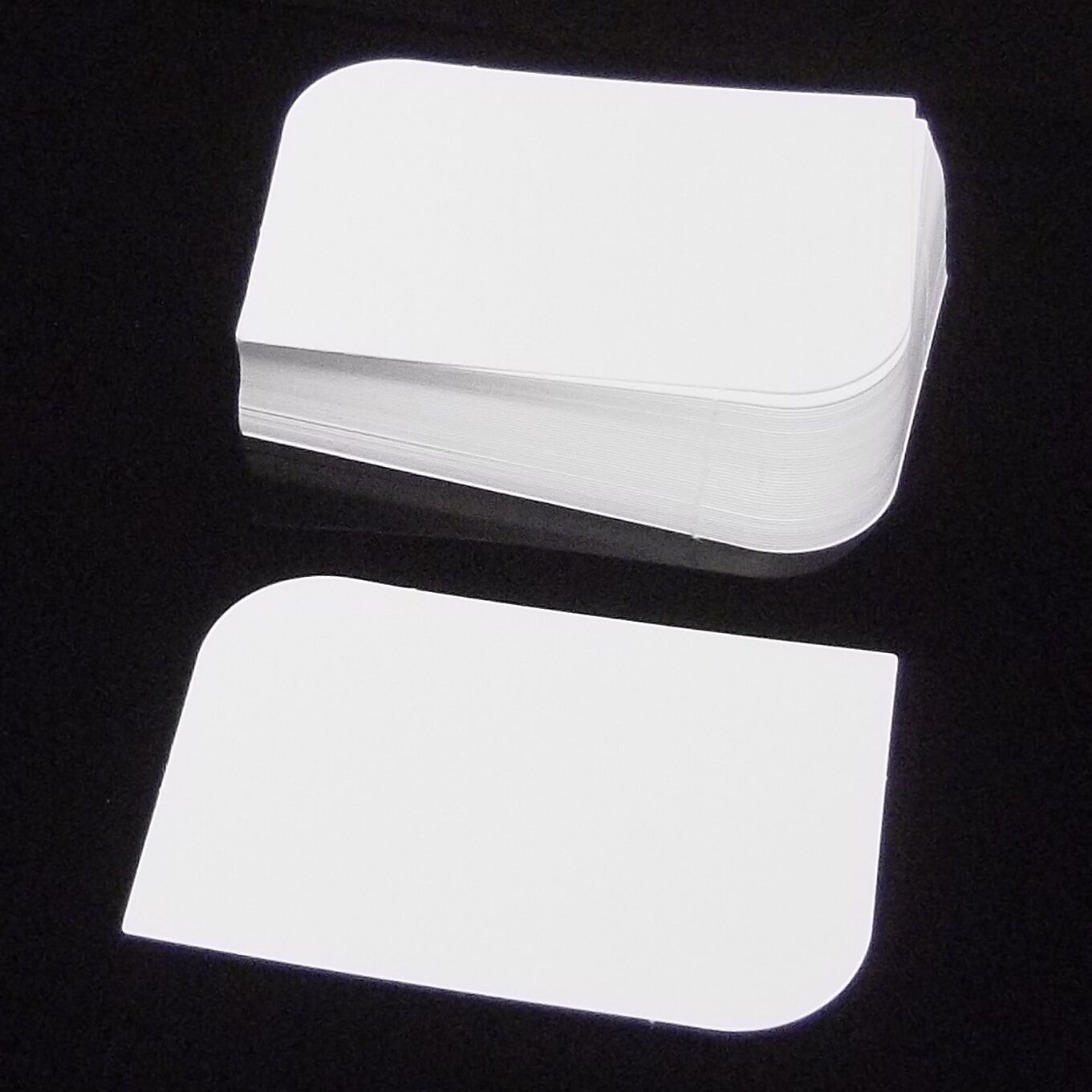 1000 - White Leaf Semi Rounded Blank Business Cards 250gsm, Stamp, Print, ATC.