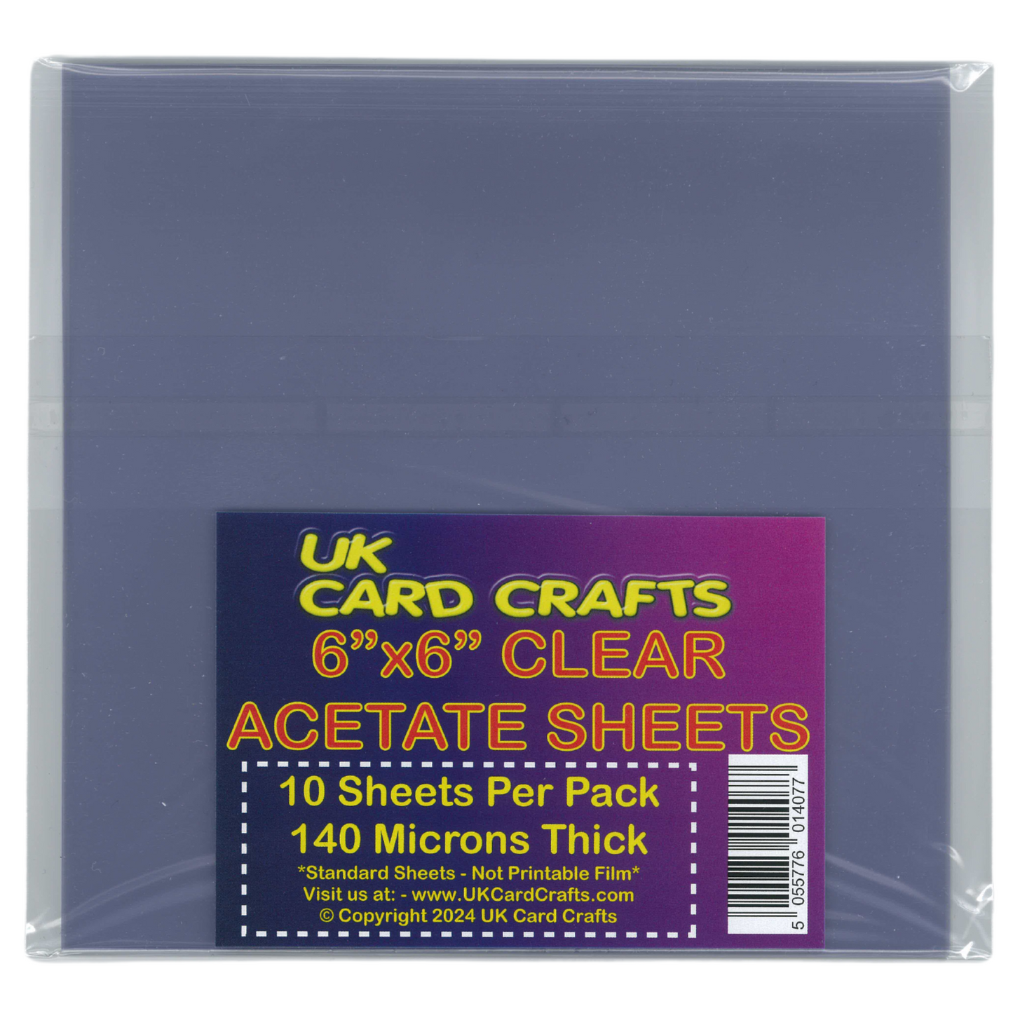 10 x 6"x6" Clear Acetate Sheets – 140 Micron Transparent Craft Film for Cards, OHP & Scrapbooking