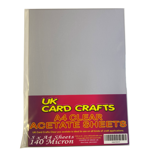 5 x A4 Acetate Sheets – 140 Micron Clear Film for Crafts, OHP & Card Making