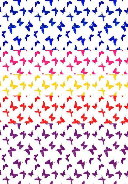5 x A4 Butterfly Backing Papers - 5 Colours