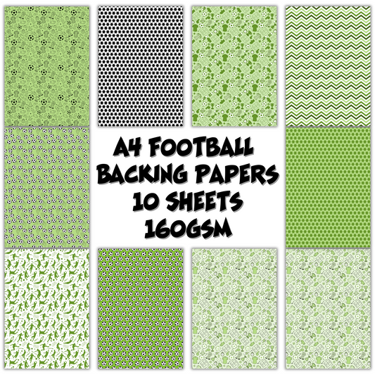 Football Themed A4 Cardmaking Backing Papers - 10 Sheets (160gsm)