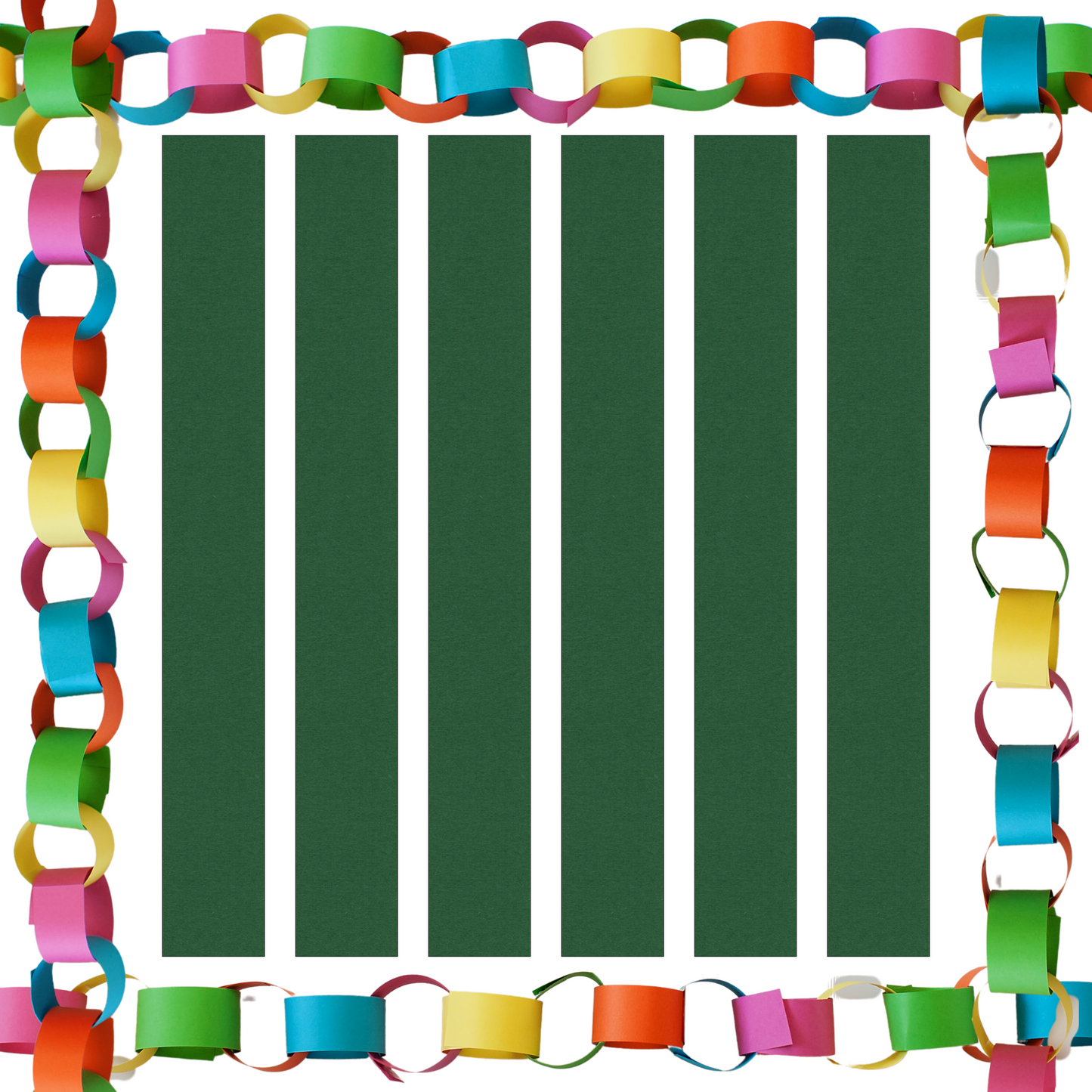 Christmas Green Paper Chain Card Strips. 5 Meter / 16 Feet Long. Wedding Party Decor