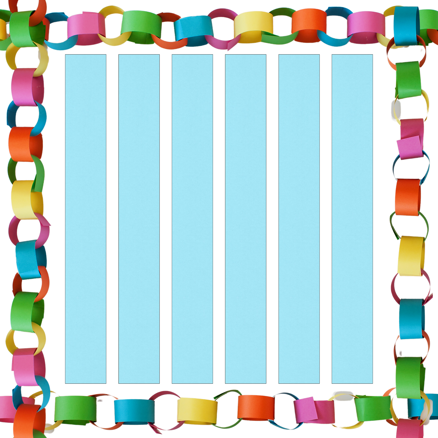 Light Blue Paper Chain Card Strips. 5 Meter / 16 Feet Long. Wedding Party Decor
