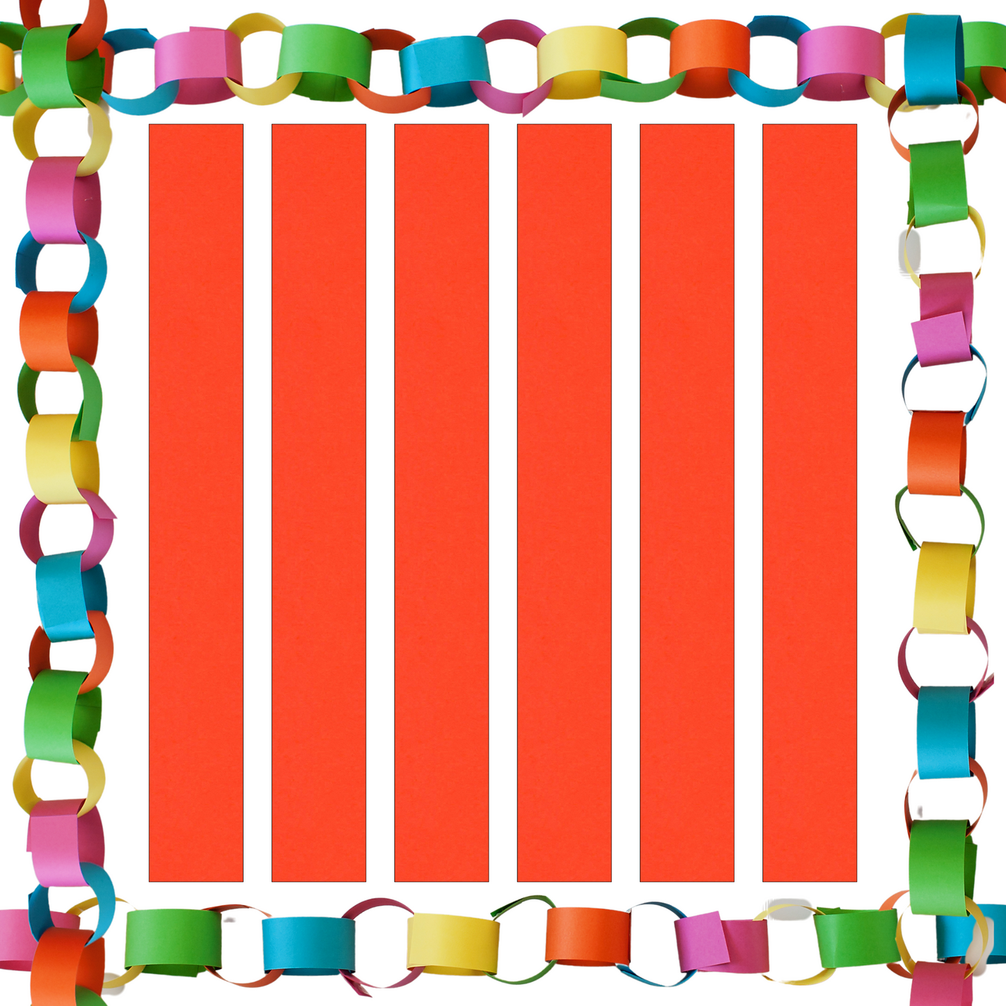 Orange Paper Chain Card Strips. 5 Meter / 16 Feet Long. Wedding Party Decor