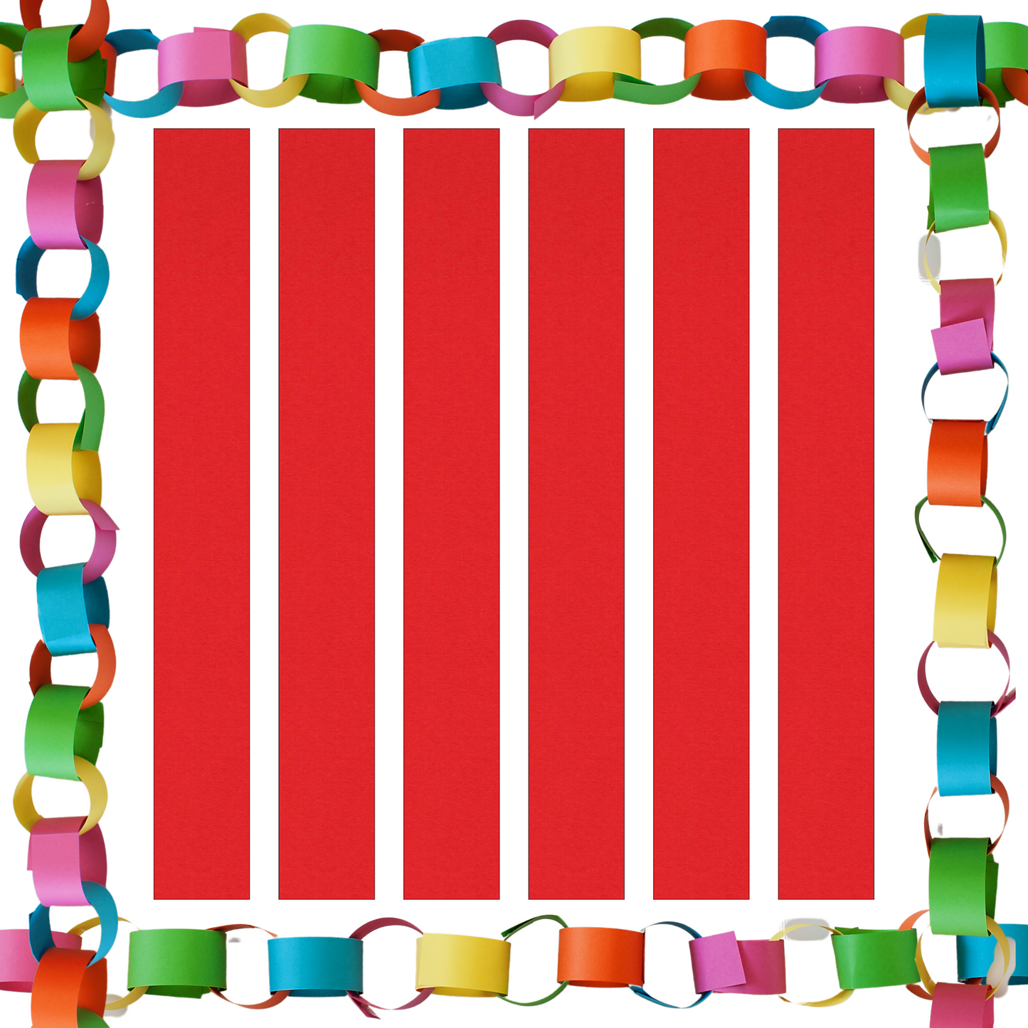 Christmas Red Paper Chain Strips. 5 Meters / 16 Feet Long. Party Decorations