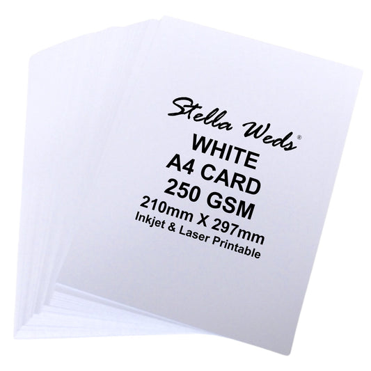 A4 White Card Stock (297mmx210mm) 250gsm - Stella Weds®
