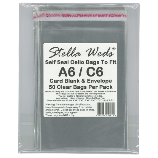 1000 x Clear Self Seal Bags To Fit A6/C6 Card Blank & Envelope